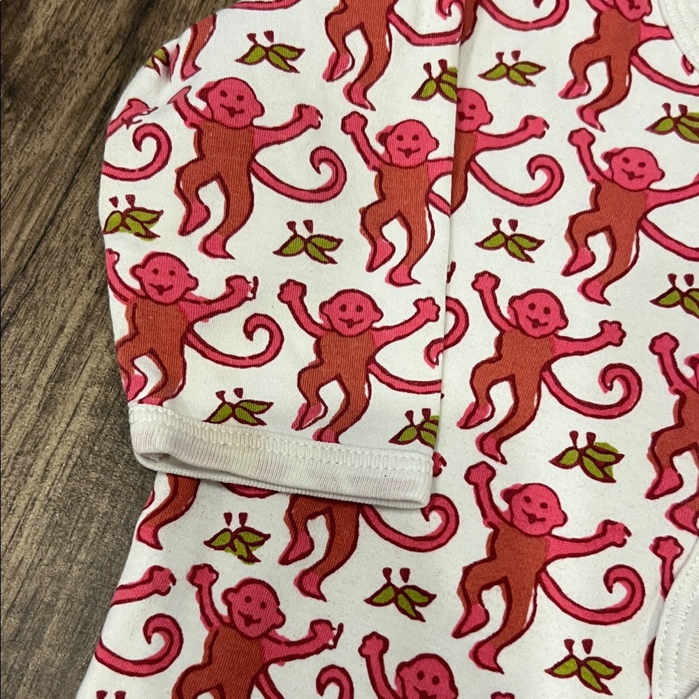 Roberta Roller Rabbit White Footed One-Piece with Pink Monkey Print - Picture 4 of 4